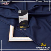 Al-Karam Men's Unstitched Slub Wash And Wear-DENIM BLUE